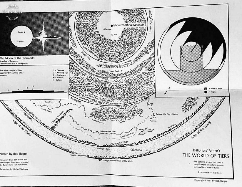 The World of Tiers map by Bob Barger- 2 page map – Phantasia Press