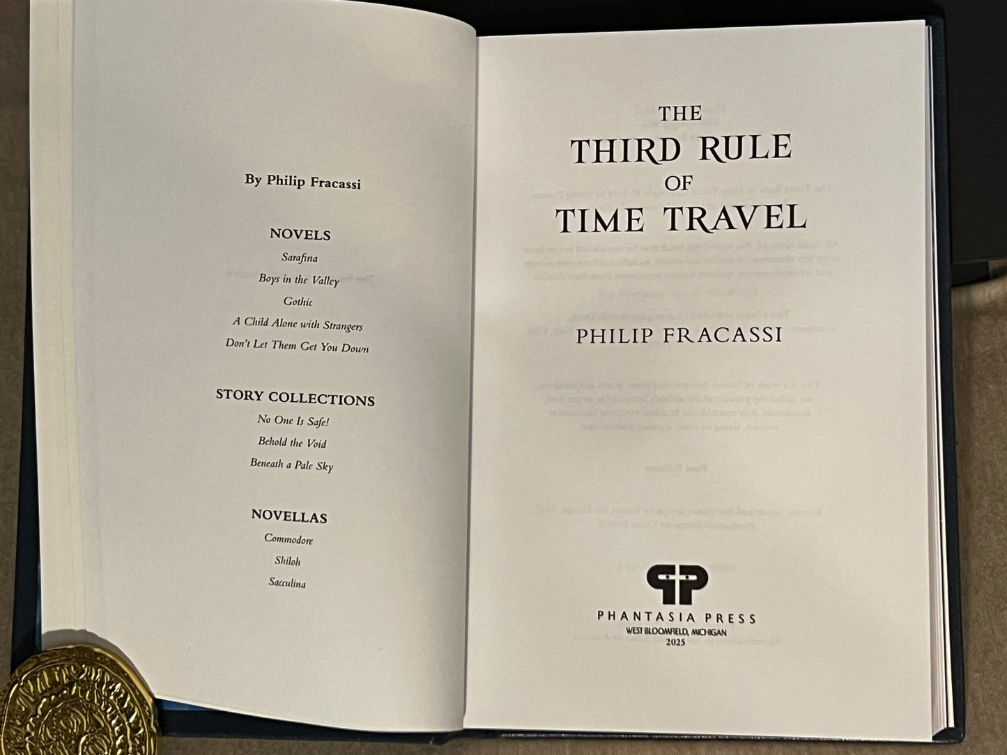 THE THIRD RULE OF TIME TRAVEL by Philip Fracassi - Lettered edition with a tray case